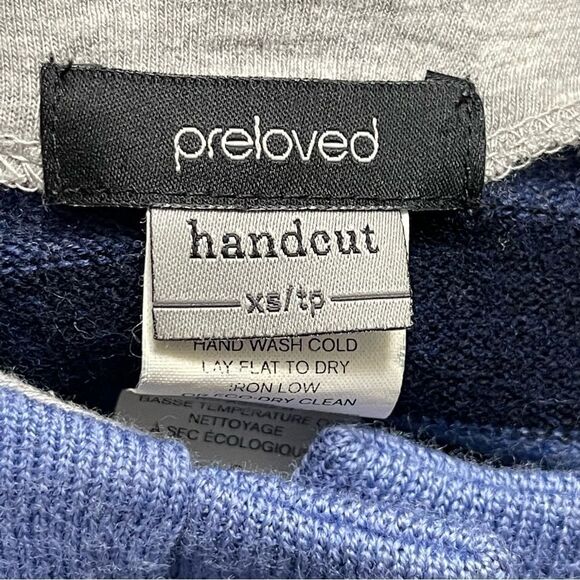 PRELOVED Reclaimed 100% Wool Striped Sweater Cardigan XS - Picture 3 of 10